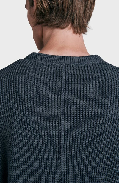 Shop Rag & Bone Icons Dexter Waffle Knit Crewneck Cotton Sweater In Slate