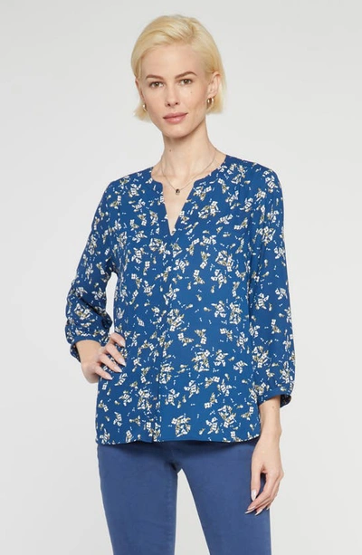 Shop Nydj High-low Crepe Blouse In Shannon Gardens