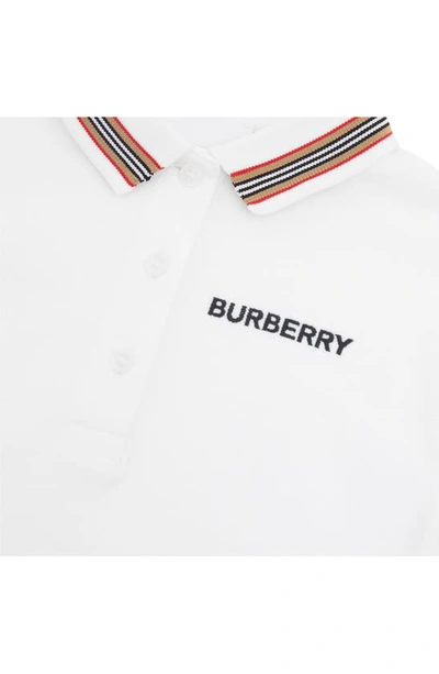 Shop Burberry Kids' Martina Flutter Sleeve Cotton Piqué Polo In White
