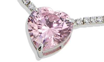 Savvy Cie Jewels Sterling Silver & Lab Sapphire Tennis Necklace In Pink