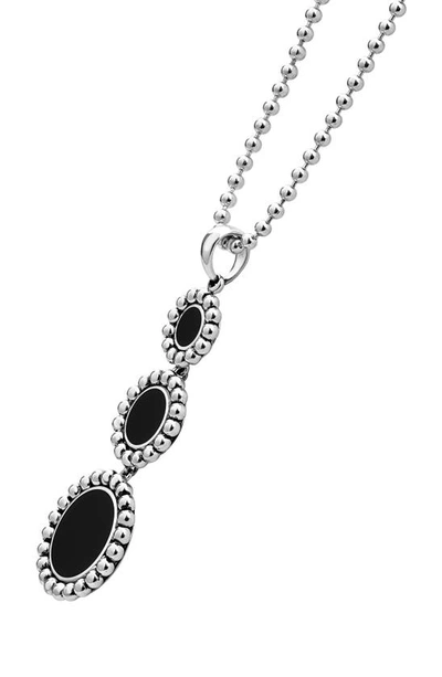 Shop Lagos Maya Triple Circle Pendant Necklace In Silver/ Onyx