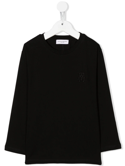 Shop Paolo Pecora Solid-color Long-sleeve T-shirt In Black