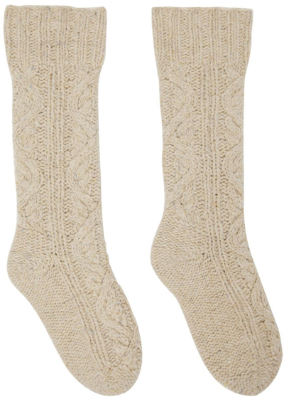 Shop Jil Sander Beige Cable Knit Socks In 109 - Ecru'