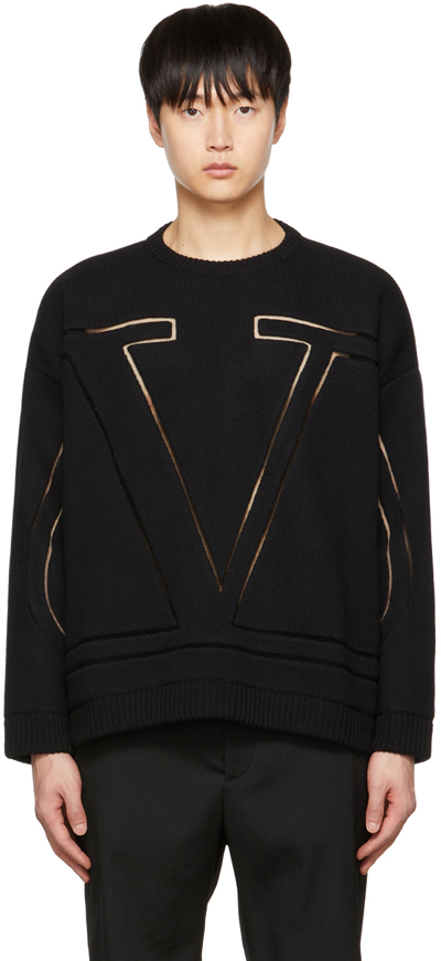 Shop Valentino Black Cut-out Sweater In 0no Nero