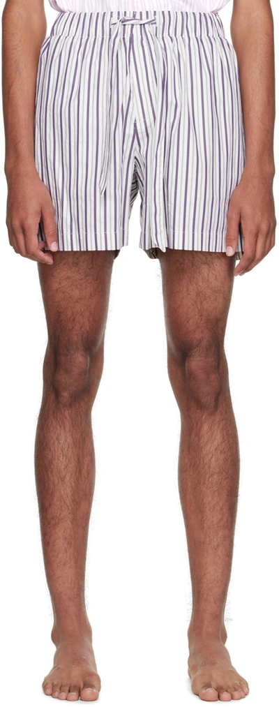 Tekla Striped Drawstring Pajama Shorts In White