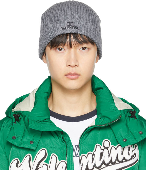 Valentino Garavani VLogo ribbed beanie - Black