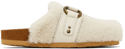 Shop See By Chloé Off-white Gema Shearling Mules In 100 White