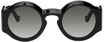 Shop Loewe Black Chunky Anagram Sunglasses In 01b Shiny Black Grad