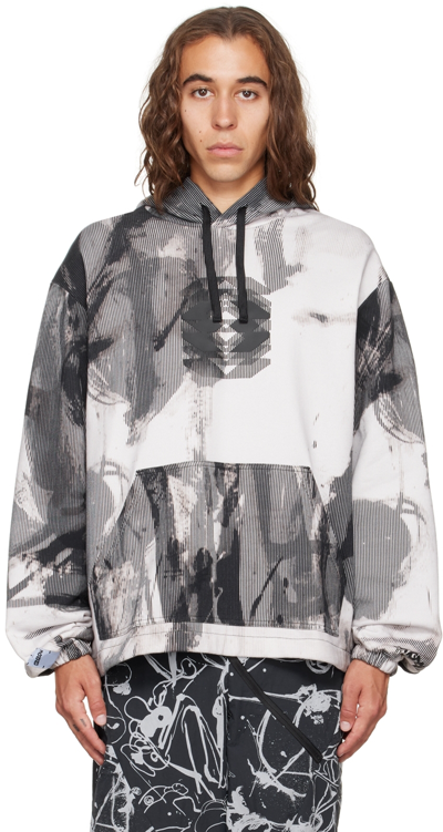 Shop Mcq By Alexander Mcqueen Gray Printed Hoodie In 1006 Key Motion Blac