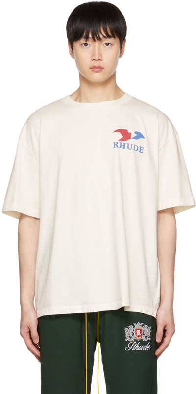 Shop Rhude Off-white  Of America T-shirt In Vtg White