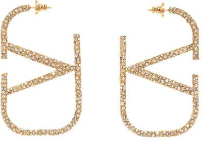 Shop Valentino Gold Vlogo Signature Earrings In Mh5 Oro 18/crystal S