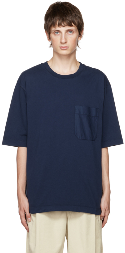 Shop Lemaire Navy Boxy T-shirt In Bl793 Midnight Navy