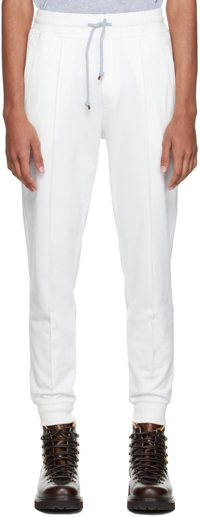 Shop Brunello Cucinelli Off-white Crête Lounge Pants In C7220 Off-white