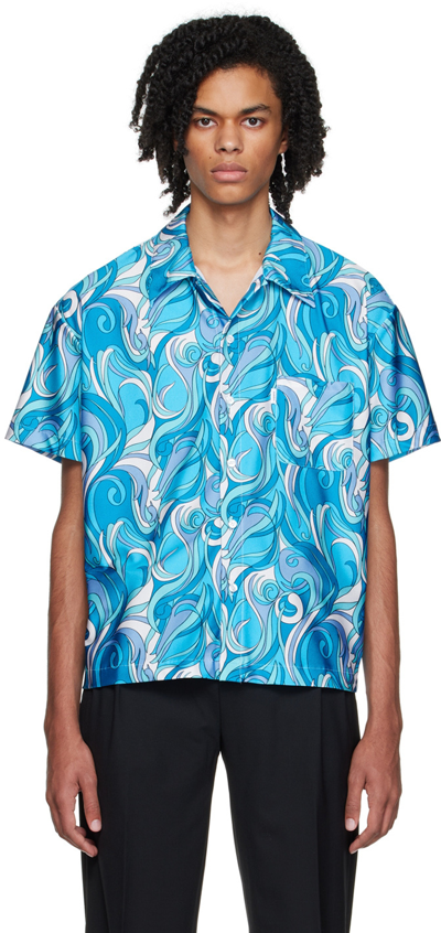 Shop Coperni Ssense Exclusive Blue Nylon Shirt
