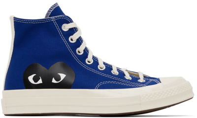 Shop Comme Des Garçons Play Blue Converse Edition Half Heart Chuck 70 Sneakers
