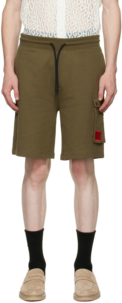 Shop Hugo Khaki Dizzi Shorts In 251 Dark Beige