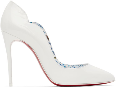 Shop Christian Louboutin White Patent Hot Chick 100 Heels In T306 Bianco/lin Mult