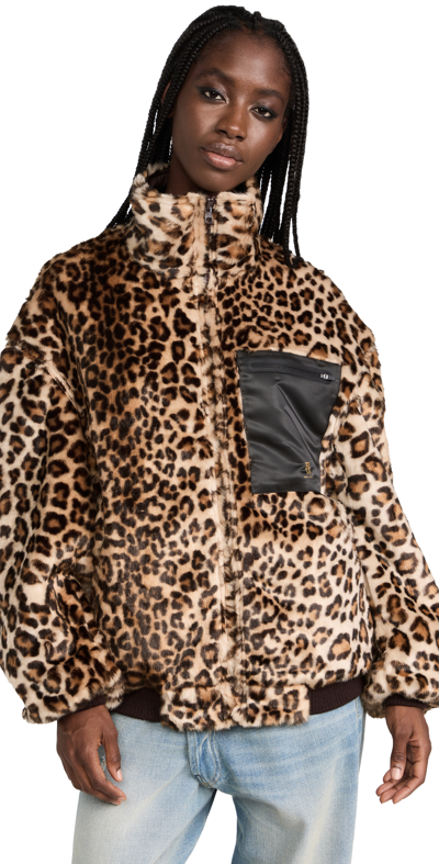 Shop R13 Oversized Reversible Zip-up Jacket In Leopard/brown
