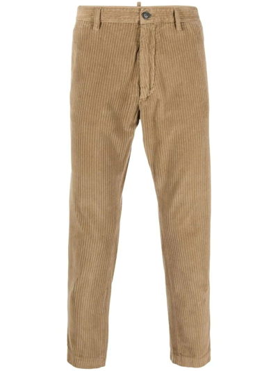 Shop Dsquared2 Cropped Corduroy Trousers In Brown