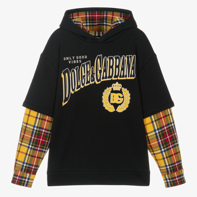 Shop Dolce & Gabbana Teen Boys Navy Blue Logo Hoodie