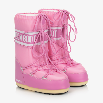 MOON BOOT PINK LOGO SNOW BOOTS 