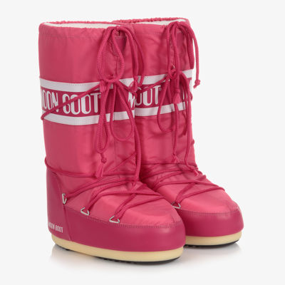 Shop Moon Boot Dark Pink Logo Snow Boots