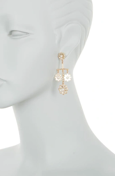 Shop Melrose And Market Cz Flower Chandelier Drop Earrings In Clear- Gold
