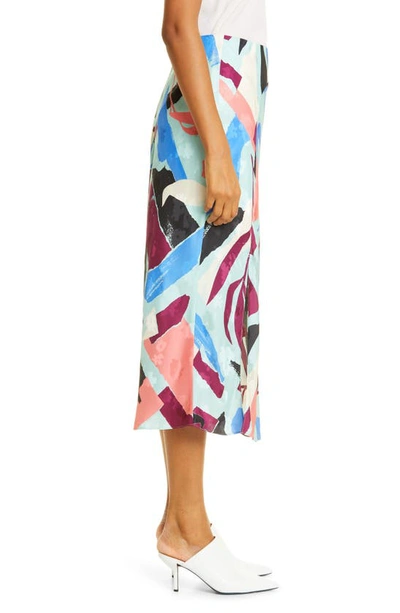 Shop Tanya Taylor Kiarah Abstract Print Silk Skirt In Tropical Collage Araucana Blue