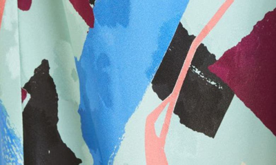 Shop Tanya Taylor Kiarah Abstract Print Silk Skirt In Tropical Collage Araucana Blue