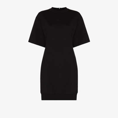 Shop Moncler Spliced Logo-print T-shirt Dress - Women's - Cotton/spandex/elastane In Black