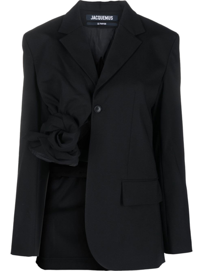 Shop Jacquemus La Baccala Blazer With Knot In Black