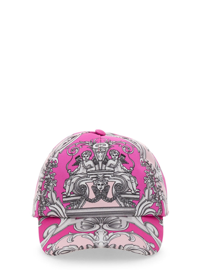 Shop Versace Baseball Hat With Logo In Pink