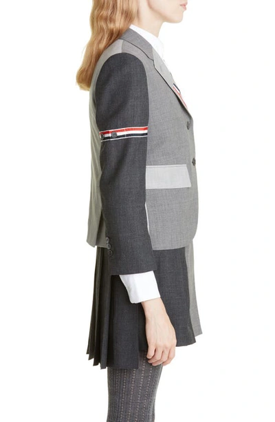 Thom Browne Grey Fun-mix Wool 2 Ply Fresco High Armhole Jacket In Dark Grey