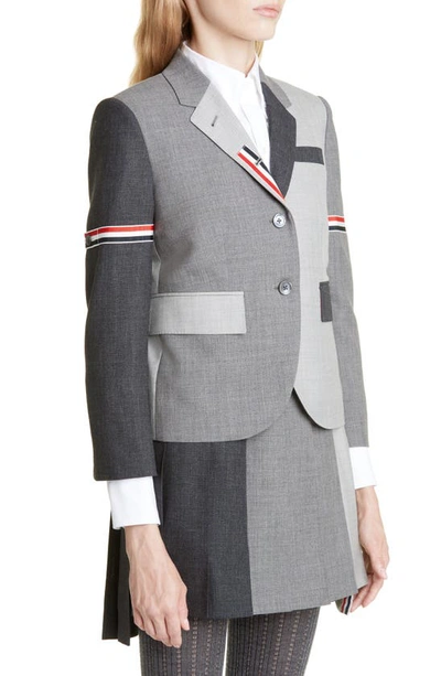Thom Browne Grey Fun-mix Wool 2 Ply Fresco High Armhole Jacket In Dark Grey