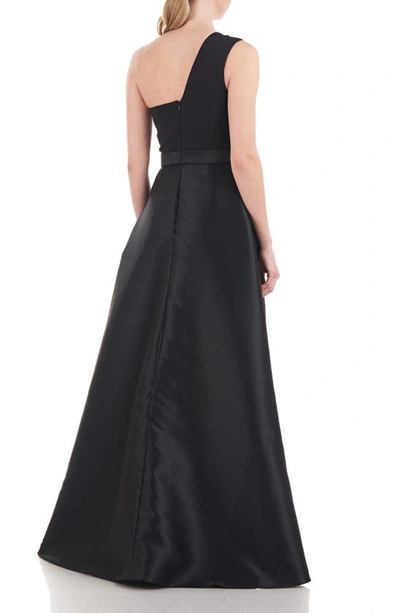 Kay Unger Vera One-shoulder Maxi Romper In Black