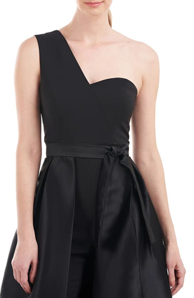 Shop Kay Unger Vera One-shoulder Maxi Jumpsuit In Black