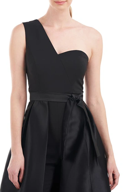 Kay Unger Vera One-shoulder Maxi Romper In Black