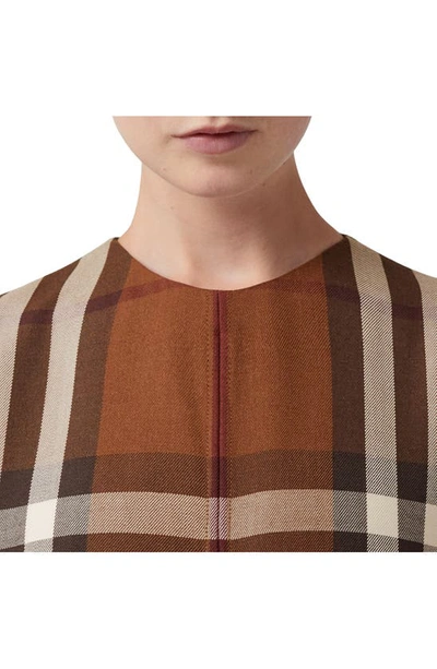 Shop Burberry Macy Check Sleeveless Wool & Cotton Sheath Dress In Dark Birch Brown Ip