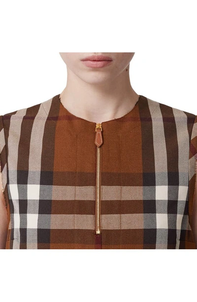 Shop Burberry Sofy Check Sleeveless Wool & Cotton Sheath Dress In Dark Birch Brown Ip