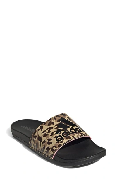 Adidas Originals Adilette Comfort Slide Sandal In Black/ Black/ Beam Pink |  ModeSens