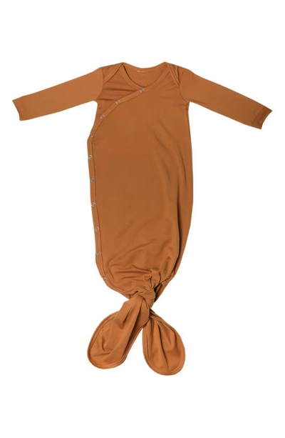 Shop Copper Pearl Newborn Knotted Gown In Camel