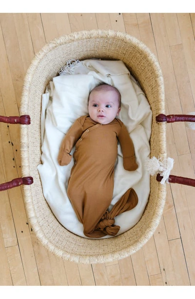 Shop Copper Pearl Newborn Knotted Gown In Camel