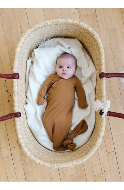 Copper Pearl Newborn Knotted Gown In Camel