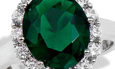 Savvy Cie Jewels Sterling Silver Cubic Zirconia Halo Ring In Green