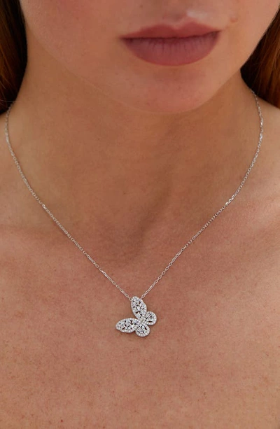 Savvy Cie Jewels Cubic Zirconia Butterfly Pendant Necklace In White