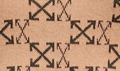 Shop Off-white Monogram Arrow Crop Jacquard Sweater In Beige/ Black