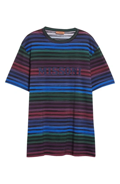 Shop Missoni Ombré Stripe T-shirt In Print Multicolor Navy