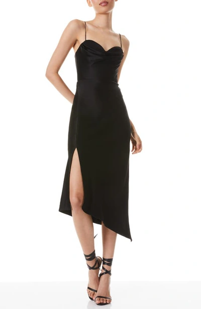 Shop Alice And Olivia Kiyoko Asymmetric Midi Dress In Black