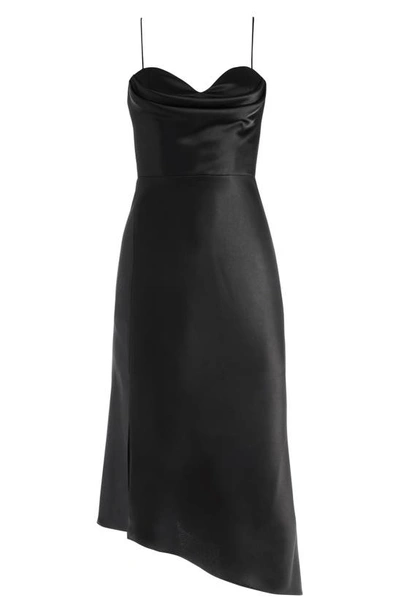 Shop Alice And Olivia Kiyoko Asymmetric Midi Dress In Black