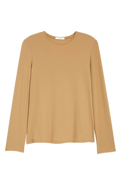 Shop The Row Iverness Long Sleeve Jersey Pullover In Tan